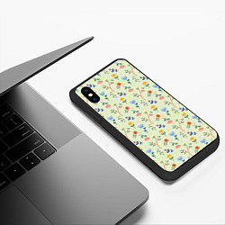 Чехол iPhone XS Max матовый Цветочная полянка, цвет: 3D-черный — фото 2