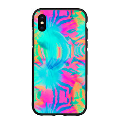 Чехол iPhone XS Max матовый Кислотный тай-дай: паттерн, цвет: 3D-черный