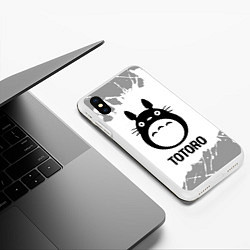 Чехол iPhone XS Max матовый Totoro glitch на светлом фоне, цвет: 3D-белый — фото 2