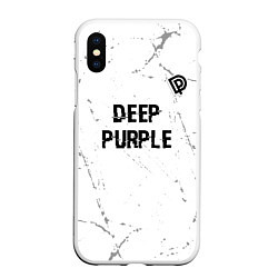 Чехол iPhone XS Max матовый Deep Purple glitch на светлом фоне: символ сверху, цвет: 3D-белый