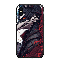 Чехол iPhone XS Max матовый Волк в полнолуние, цвет: 3D-черный