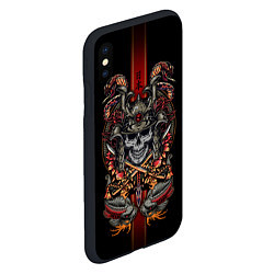 Чехол iPhone XS Max матовый Samurai skull, цвет: 3D-черный — фото 2