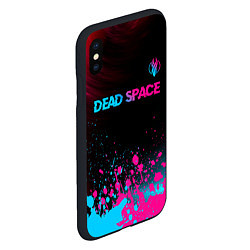 Чехол iPhone XS Max матовый Dead Space - neon gradient: символ сверху, цвет: 3D-черный — фото 2