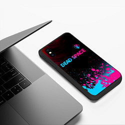 Чехол iPhone XS Max матовый Dead Space - neon gradient: символ сверху, цвет: 3D-черный — фото 2