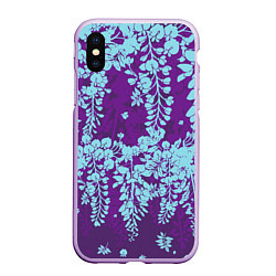 Чехол iPhone XS Max матовый Blue flowers, цвет: 3D-сиреневый