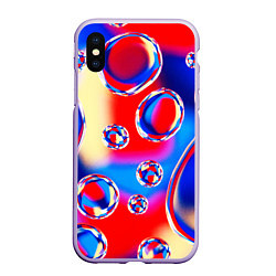 Чехол iPhone XS Max матовый Объемные цветные пузыри, цвет: 3D-светло-сиреневый