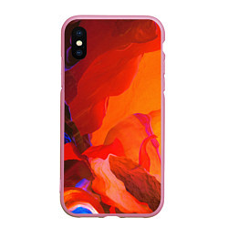 Чехол iPhone XS Max матовый Красно-оранжевый камень, цвет: 3D-розовый