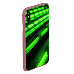 Чехол iPhone XS Max матовый Green neon abstract, цвет: 3D-малиновый — фото 2