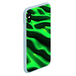 Чехол iPhone XS Max матовый Зелено-черный абстрактный фон, цвет: 3D-голубой — фото 2