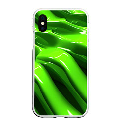 Чехол iPhone XS Max матовый Текстура зеленая слизь, цвет: 3D-белый