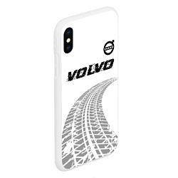 Чехол iPhone XS Max матовый Volvo speed на светлом фоне со следами шин: символ, цвет: 3D-белый — фото 2