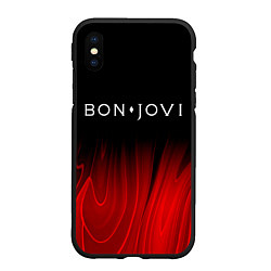 Чехол iPhone XS Max матовый Bon Jovi red plasma, цвет: 3D-черный