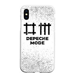 Чехол iPhone XS Max матовый Depeche Mode с потертостями на светлом фоне, цвет: 3D-белый