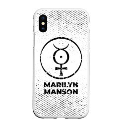 Чехол iPhone XS Max матовый Marilyn Manson с потертостями на светлом фоне, цвет: 3D-белый