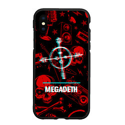 Чехол iPhone XS Max матовый Megadeth rock glitch, цвет: 3D-черный