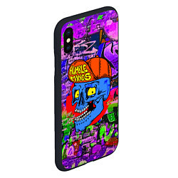 Чехол iPhone XS Max матовый Humble minds - skull - graffiti, цвет: 3D-черный — фото 2