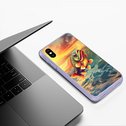 Чехол iPhone XS Max матовый Карп выпрыгивает из воды, цвет: 3D-светло-сиреневый — фото 2