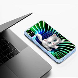 Чехол iPhone XS Max матовый Милая кошечка в космическом портале, цвет: 3D-голубой — фото 2