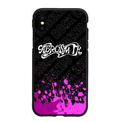 Чехол iPhone XS Max матовый Aerosmith rock legends: символ сверху, цвет: 3D-черный