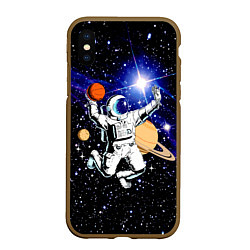 Чехол iPhone XS Max матовый Космический баскетбол, цвет: 3D-коричневый