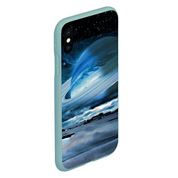 Чехол iPhone XS Max матовый Падение Сатурна - пейзаж, цвет: 3D-мятный — фото 2