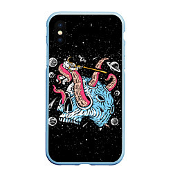 Чехол iPhone XS Max матовый A planet in the form of a skull - pop art, цвет: 3D-голубой