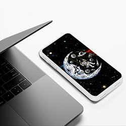 Чехол iPhone XS Max матовый Космические качели - череп, цвет: 3D-белый — фото 2