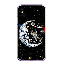 Чехол iPhone XS Max матовый Космические качели - череп, цвет: 3D-светло-сиреневый