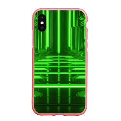 Чехол iPhone XS Max матовый Зеленые световые объекты, цвет: 3D-баблгам