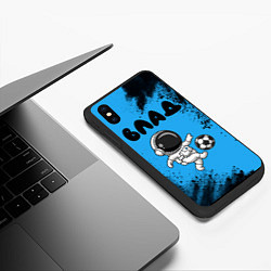 Чехол iPhone XS Max матовый Влад космонавт футболист, цвет: 3D-черный — фото 2