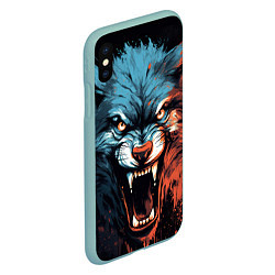 Чехол iPhone XS Max матовый Fantasy wolf, цвет: 3D-мятный — фото 2