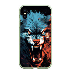 Чехол iPhone XS Max матовый Fantasy wolf, цвет: 3D-салатовый