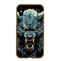 Чехол iPhone XS Max матовый Fantasy blue wolf, цвет: 3D-коричневый