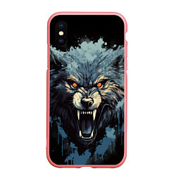 Чехол iPhone XS Max матовый Blue black wolf, цвет: 3D-баблгам