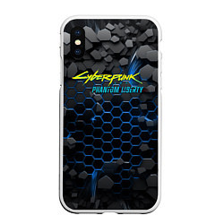 Чехол iPhone XS Max матовый Cyberpunk 2077 phantom liberty blue