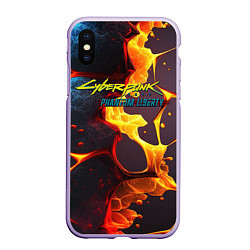 Чехол iPhone XS Max матовый Cyberpunk 2077 phantom fire, цвет: 3D-светло-сиреневый