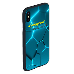 Чехол iPhone XS Max матовый Cyberpunk 2077 phantom liberty blue logo, цвет: 3D-черный — фото 2