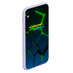 Чехол iPhone XS Max матовый Cyberpunk 2077 phantom liberty green neon, цвет: 3D-светло-сиреневый — фото 2