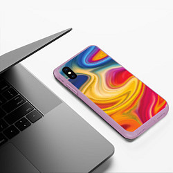 Чехол iPhone XS Max матовый Цветная волна, цвет: 3D-сиреневый — фото 2