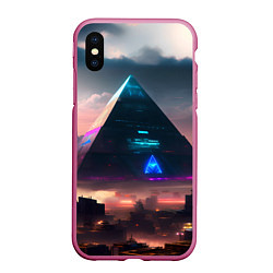 Чехол iPhone XS Max матовый Киберпанк пирамида, цвет: 3D-малиновый