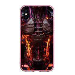Чехол iPhone XS Max матовый Тело киборга киберпанк, цвет: 3D-розовый