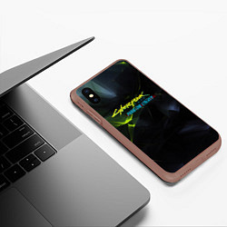 Чехол iPhone XS Max матовый Сyberpunk 2077 phantom liberty, цвет: 3D-коричневый — фото 2