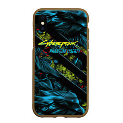 Чехол iPhone XS Max матовый Cyberpunk 2077 phantom liberty abstract logo, цвет: 3D-коричневый