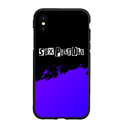 Чехол iPhone XS Max матовый Sex Pistols purple grunge, цвет: 3D-черный