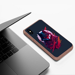 Чехол iPhone XS Max матовый Лис ниндзя от нейросети, цвет: 3D-коричневый — фото 2