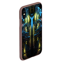 Чехол iPhone XS Max матовый Туловище киборга желтый неон, цвет: 3D-коричневый — фото 2