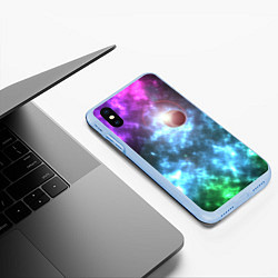 Чехол iPhone XS Max матовый Планета в космическом пространстве, цвет: 3D-голубой — фото 2