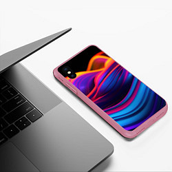 Чехол iPhone XS Max матовый Яркие неоновые волны, цвет: 3D-малиновый — фото 2