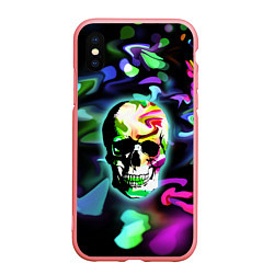 Чехол iPhone XS Max матовый Цветной череп, цвет: 3D-баблгам