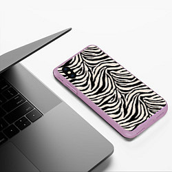 Чехол iPhone XS Max матовый Полосатая шкура зебры, белого тигра, цвет: 3D-сиреневый — фото 2